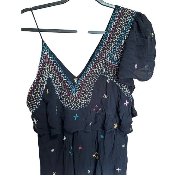 Free People These Eyes Together Dress One Shoulder Embroidery Detail Size Medium - Picture 6 of 14